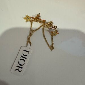 Dior Gold Star Chain Earrings